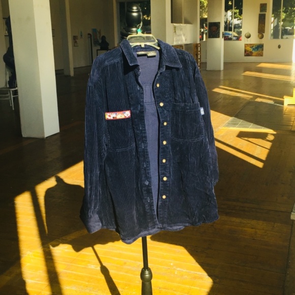 Navy corduroy Looney Toons button-down short - Picture 2 of 6